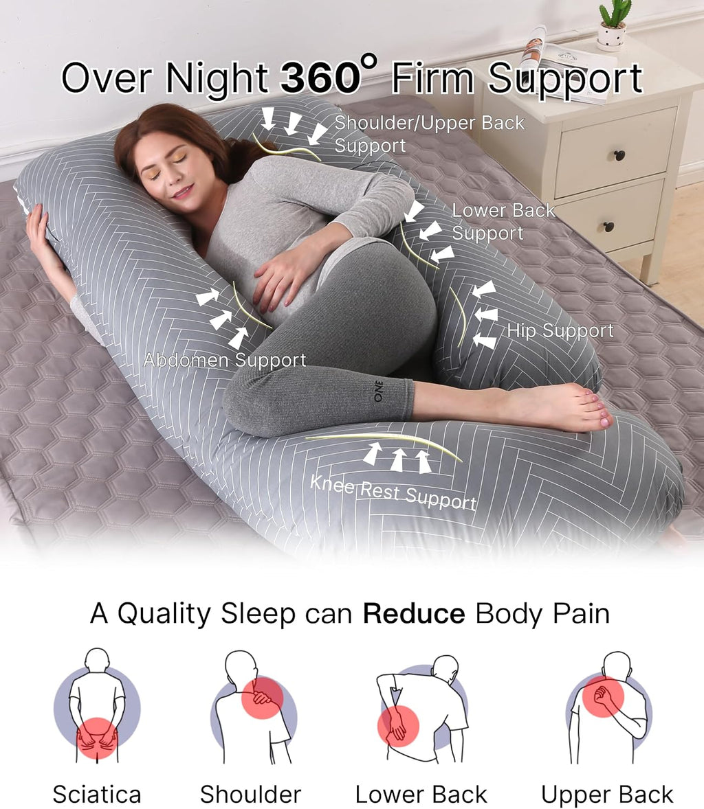 ALLOPERA Pregnancy Pillow, Full Body Maternity Pillow 57 inch, with Removable Washable Cover - Sleep Support for Legs, Back, Neck…