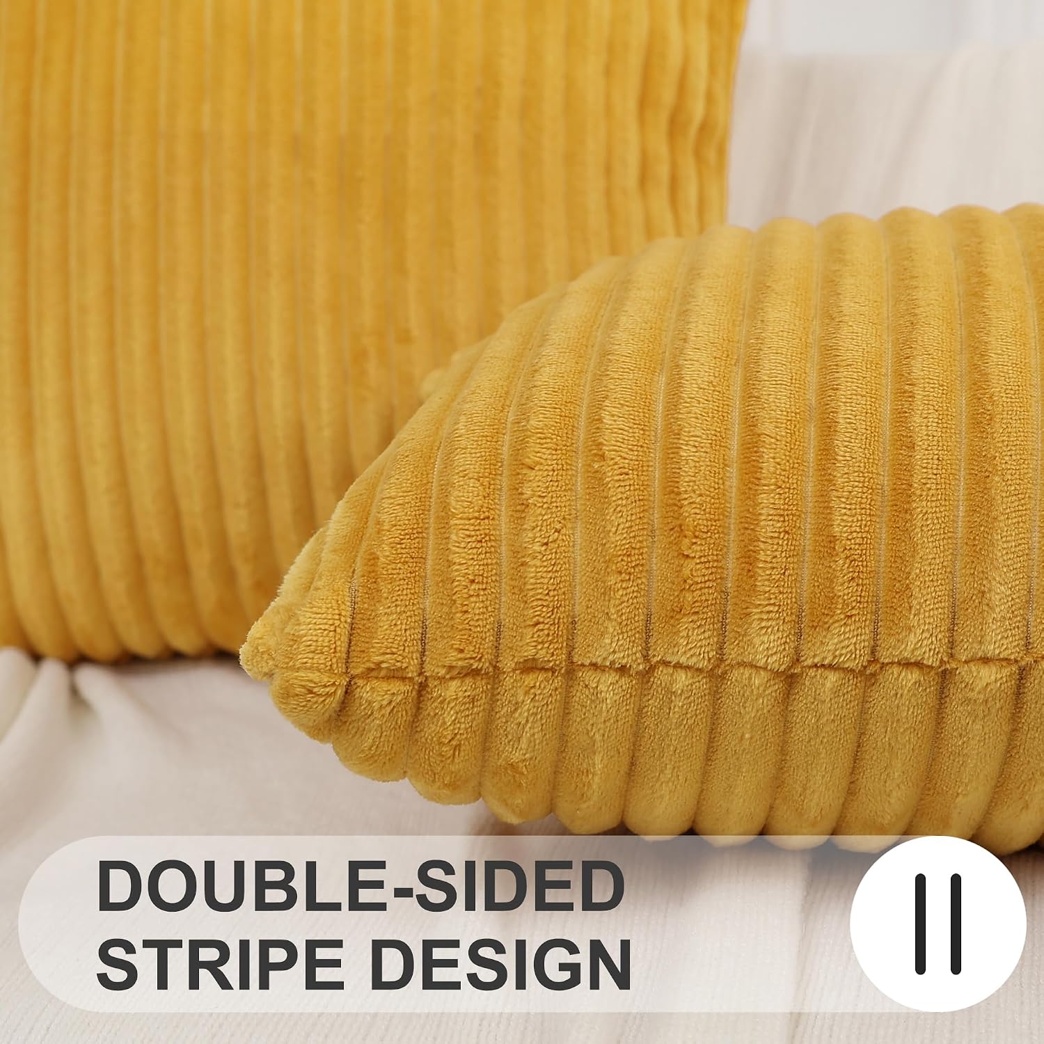 SimmoreHomeDecor Simmore Decorative Throw Pillow Covers 12x20 Set of 2, Soft Natural Plush Flannel Double-Sided Fluffy Lumbar Pillow Covers…