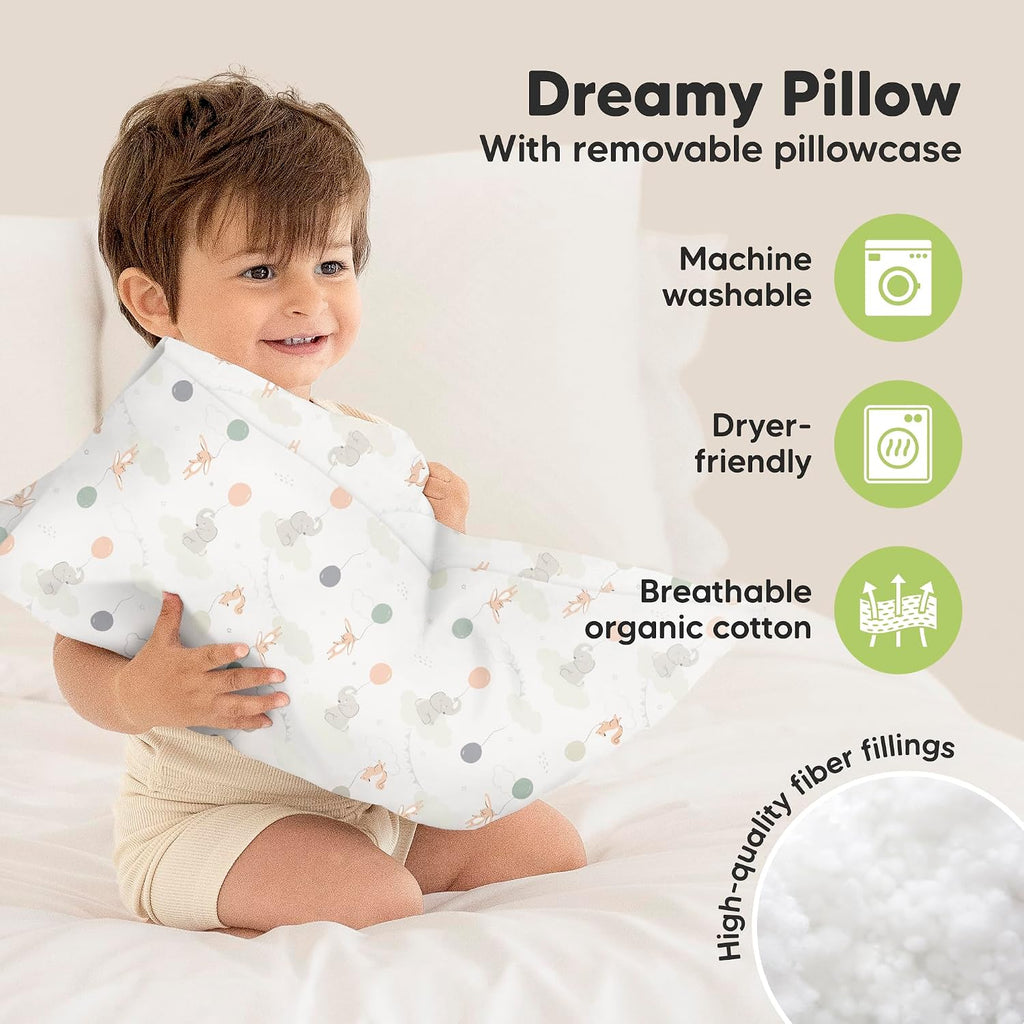 Toddler Pillow with Pillowcase - 13x18 My Little Dreamy Kids Travel Bed Pillows for Sleeping, Organic Cotton Small Pillowcase, Soft &…
