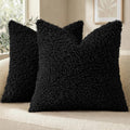 decorUhome Pack of 2 Throw Pillow Covers 22x22 Inch, Faux Fur Decorative Sherpa Pillow Covers Fuzzy Accent Soft Sheepskin Fleece Pillow Cas…