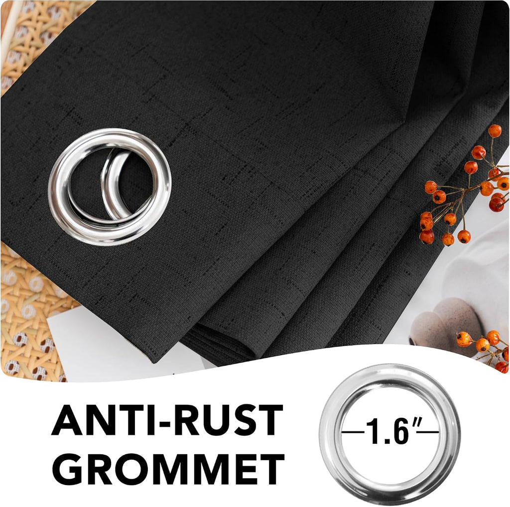 H.VERSAILTEX 100% Blackout Curtains for Bedroom Thermal Insulated Linen Textured Curtains Heat and Full Light Blocking Drapes Living Room…