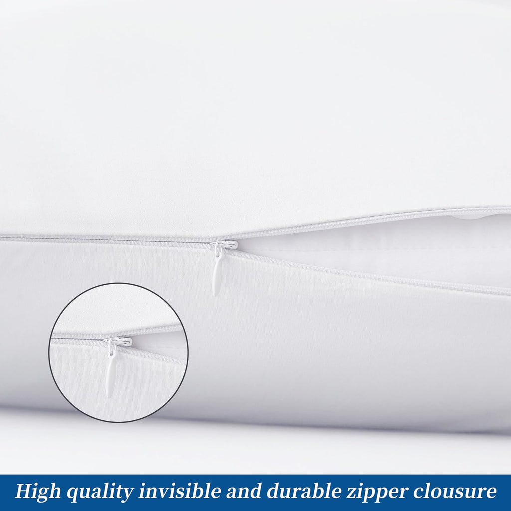 ZaizaiHome Standard Pillow Protector Set of 2, 100% Egyptian Cotton Pillow Cases with Zipper 400 Thread Count Sateen Weave Cotton White Pil…