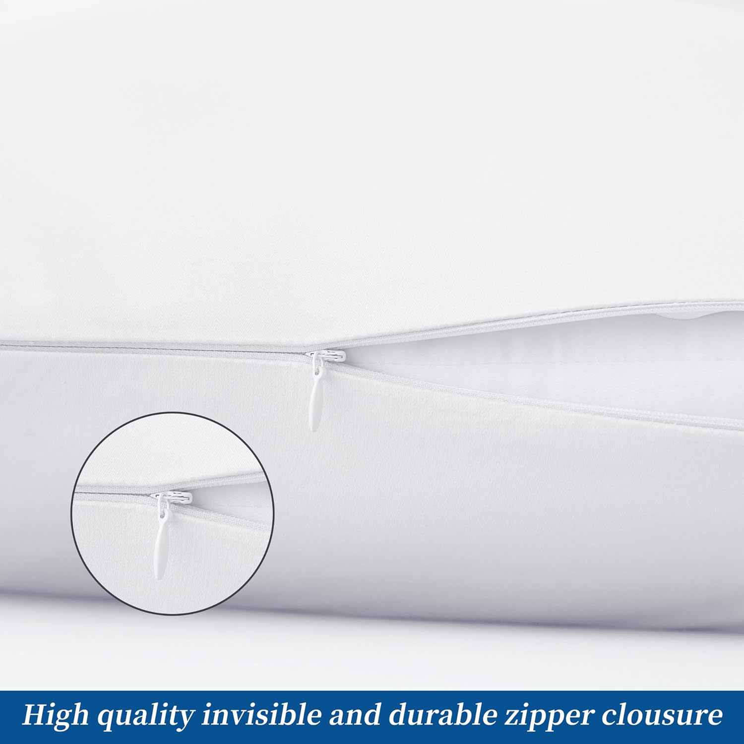 ZaizaiHome Queen Size Pillow Protector Set of 2, 100% Egyptian Cotton Pillow Cases with Zipper 400 Thread Count Sateen Weave Cotton White P…