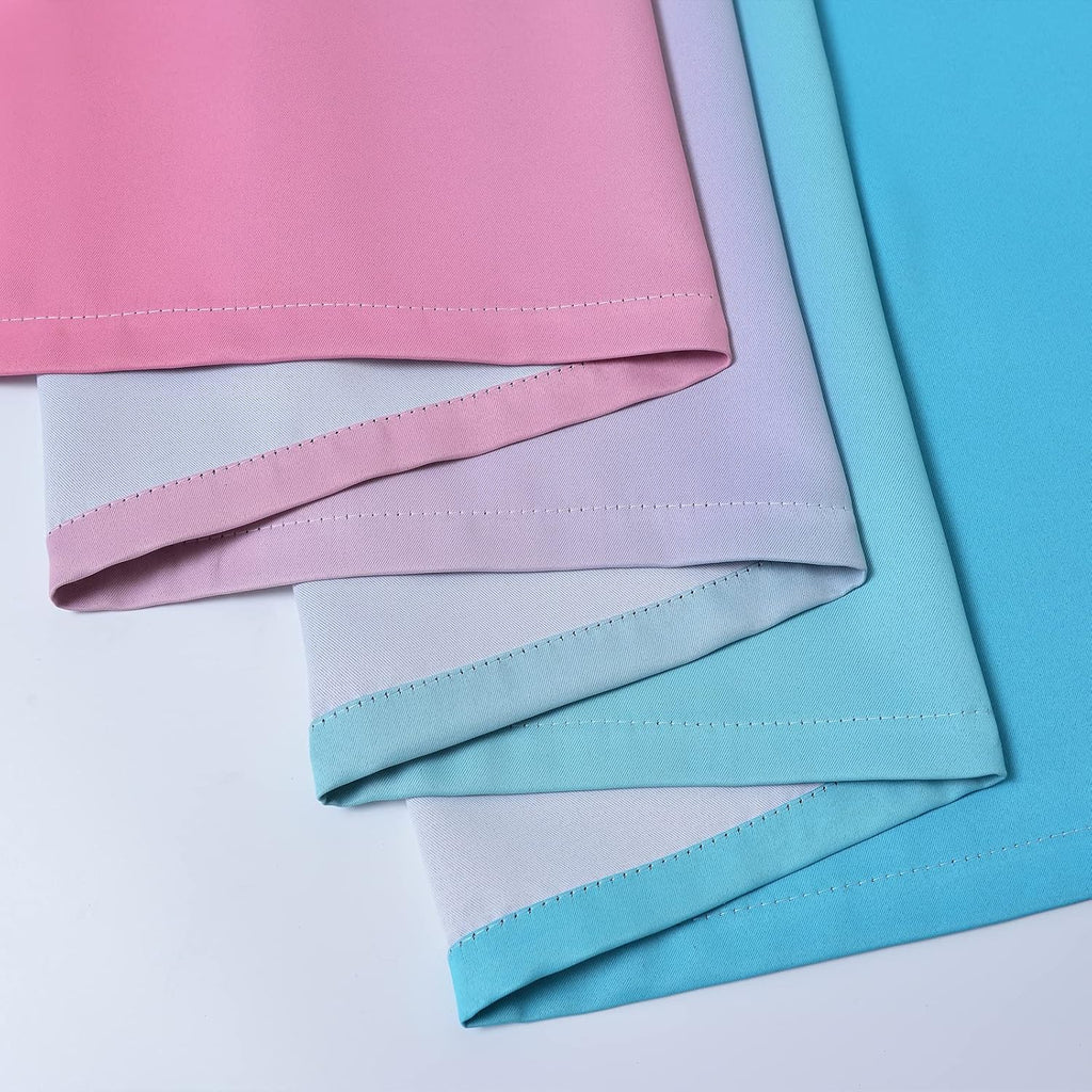 Yakamok Ombre Pink and Blue Curtains for Bedroom, Gradient Room Darkening Curtains, Grommet Thermal Insulated Light Blocking Window Drapes/…