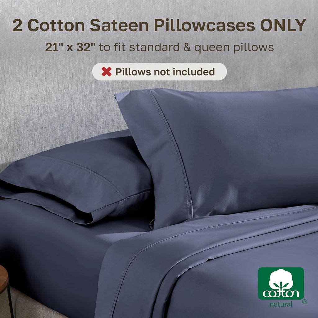 CaliforniaDesignDen California Design Den Standard Queen Size Pillowcase Set - 400 Thread Count, 100% Cotton Sateen, Set of 2 Pillow Covers…