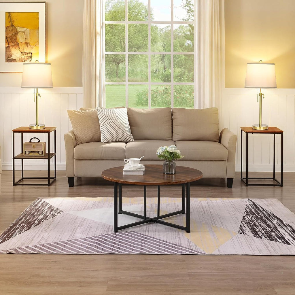 JUNNAI 2 Pack 22"-30" Adjustable Height Table Lamps Set, Modern Gold Table Lamps with White Shade 3 Colour Temperature Pull Chain Tall…