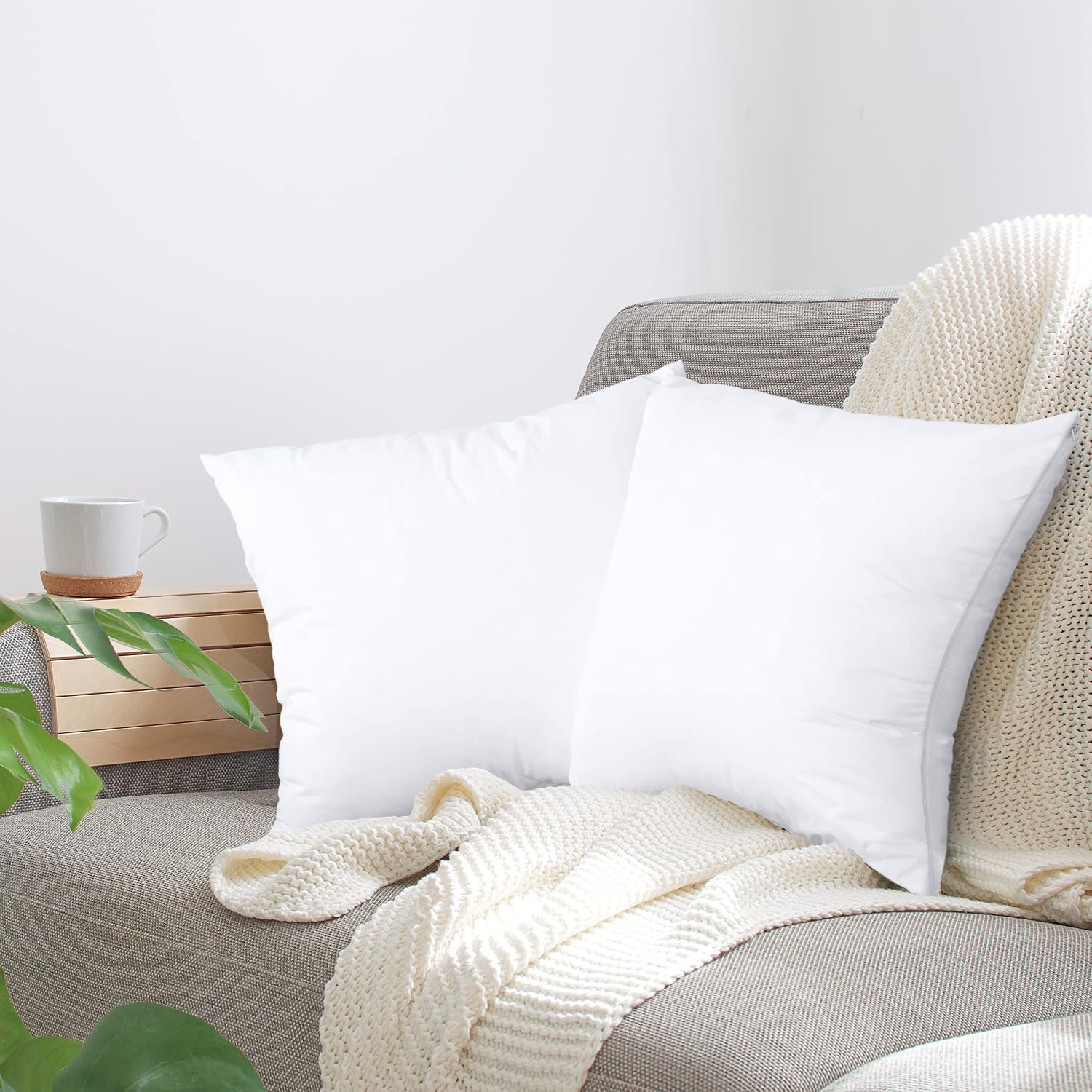 Utopiabedding Utopia Bedding 4 Pack Waterproof Throw Pillow Protectors with Zipper 26 x 26 Inches (White), Bed Bug Proof Pillow Case Covers…