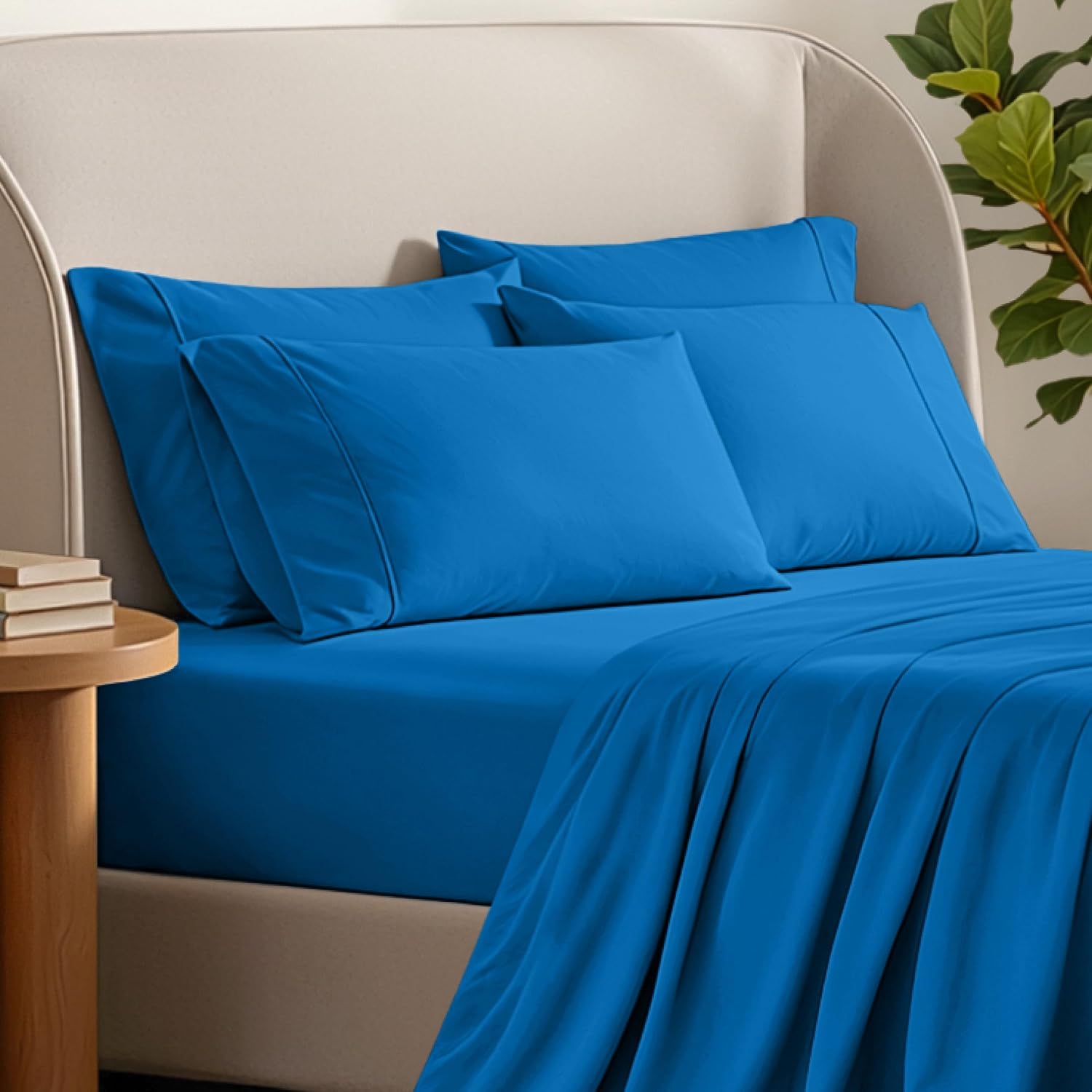 BareHome Bare Home Microfiber Pillowcases - Standard/Queen Size Set of 4 - Cooling Pillowcases - Double Brushed - Medium Blue Pillowcases 4…