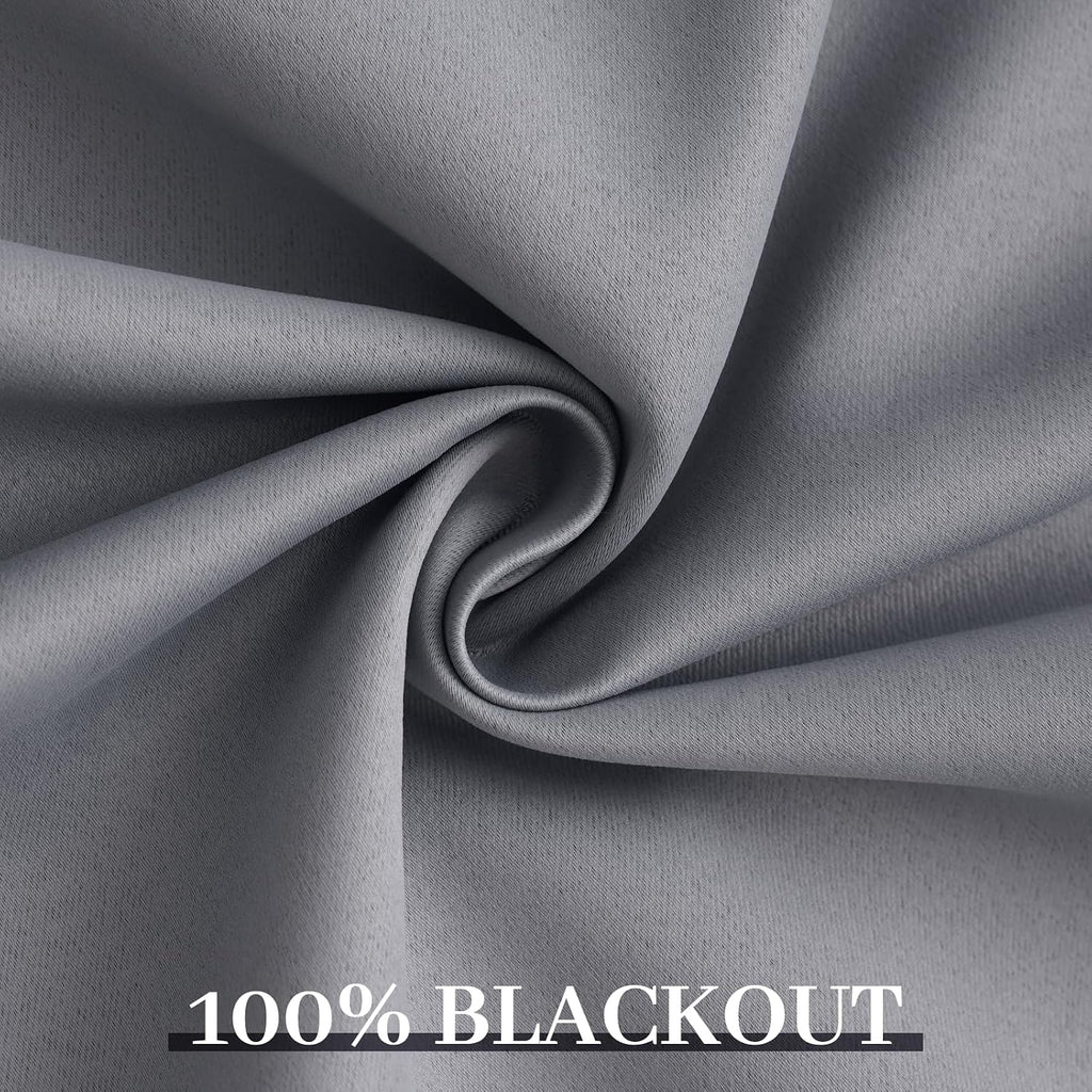 Yakamok Grey Room Darkening 100% Blackout Curtains Grommet Window Treatments with 2 Thick Layers-Gray Thermal Insulated Drapes Set of 2 Pan…
