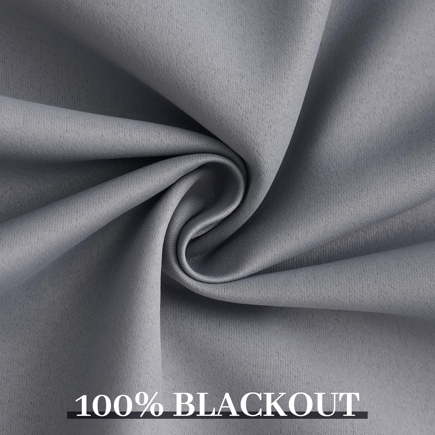 Yakamok Grey Room Darkening 100% Blackout Curtains Grommet Window Treatments with 2 Thick Layers-Gray Thermal Insulated Drapes Set of 2 Pan…