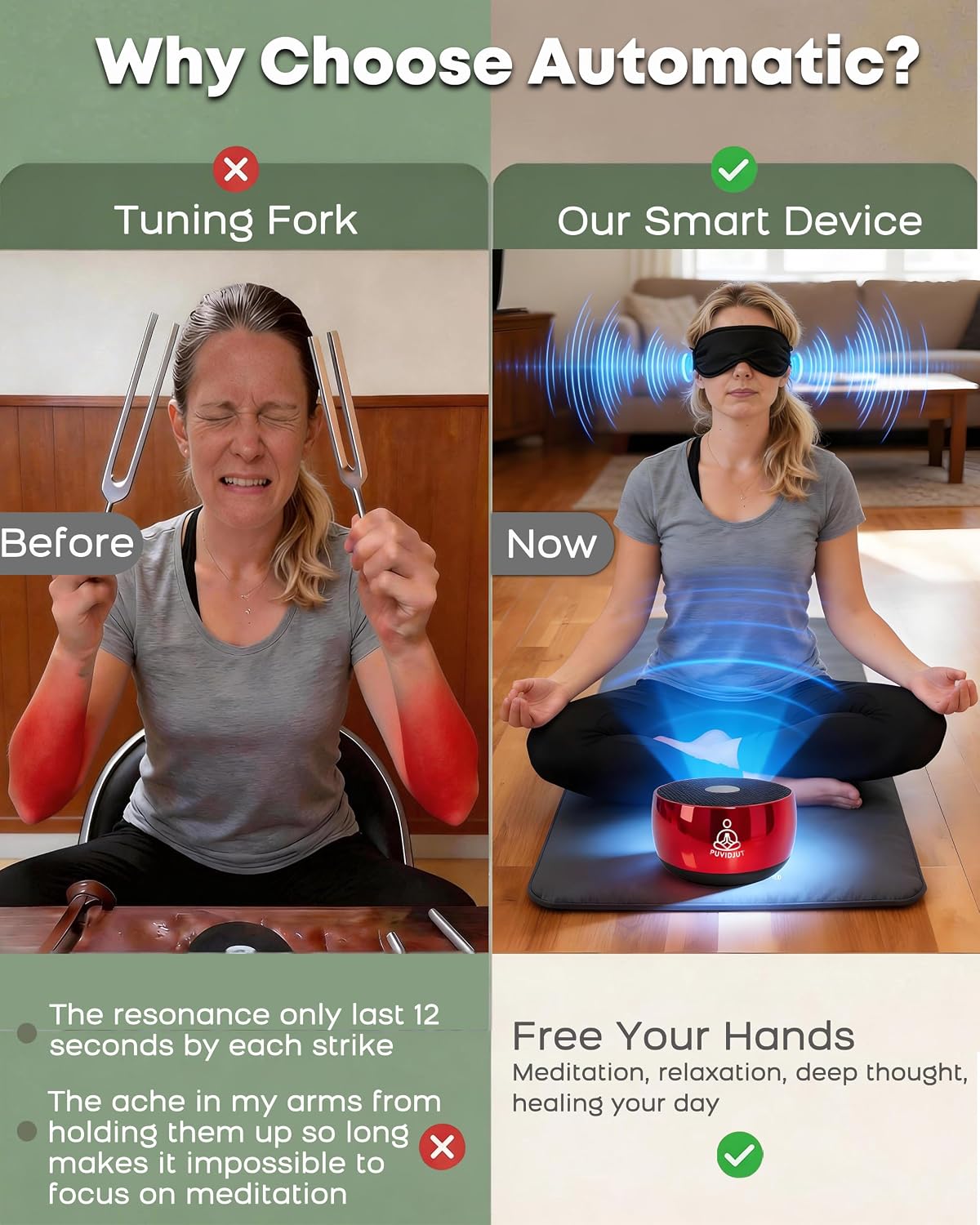 Puvidjutmeditationmachine Tuning Fork for Healing Set Alternative–PUVIDJUT M3 Digital Sound Healing Device |Solfeggio Frequencies & Tibetan…