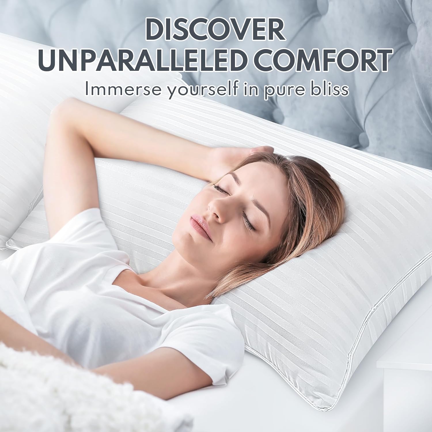 Heycuzi Queen Size Bed Pillows Set of 2 - Breathable Down Alternative Sleeping Pillows for Side, Back, and Stomach Sleepers Fluffy Hotel Qu…