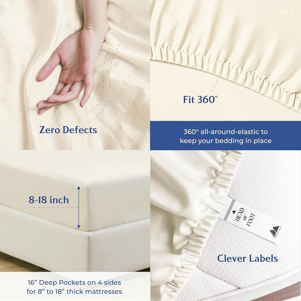 Mayfair Linen 100% Organic Cotton Sheets California King Size - 4 PC Organic Cotton Cal King Size Percale Weave Sheet Set, Soft, Cooling…