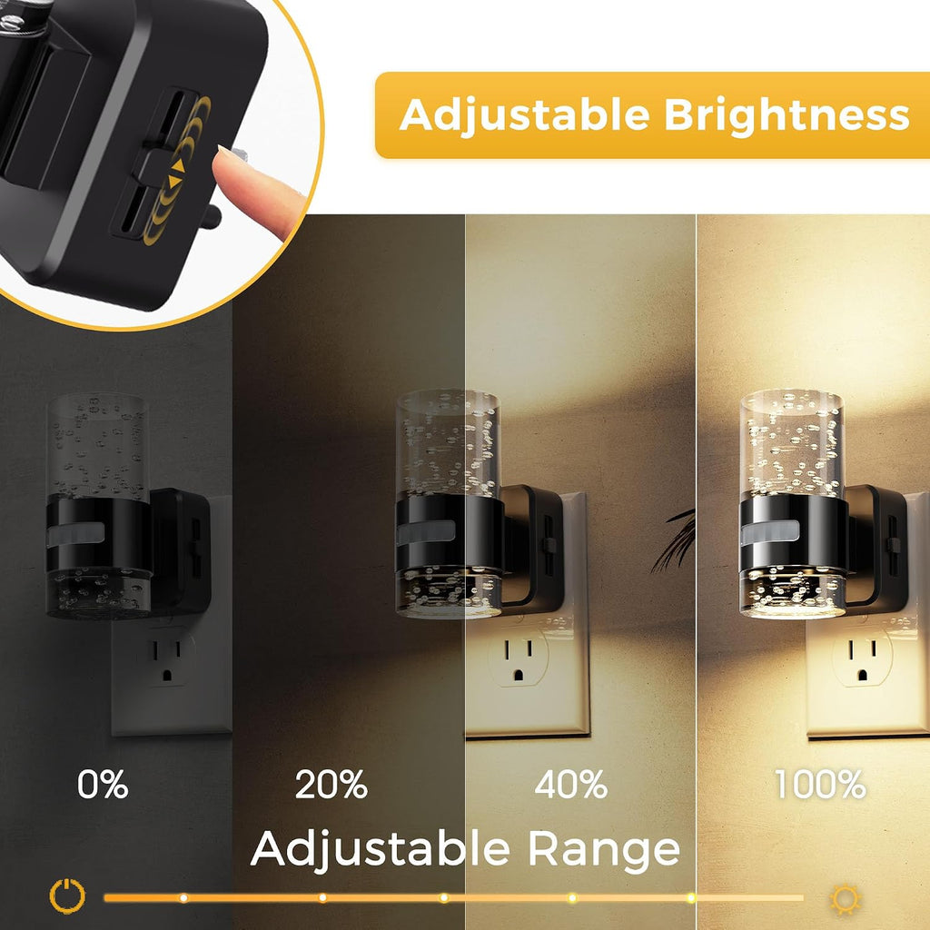 L LOHAS LED Motion Sensor Night Light, Dimmable Night Lights Plug into Wall, 2 Pack 3000K Night-Lights with 0-100 LM Adjustable, Acrylic…
