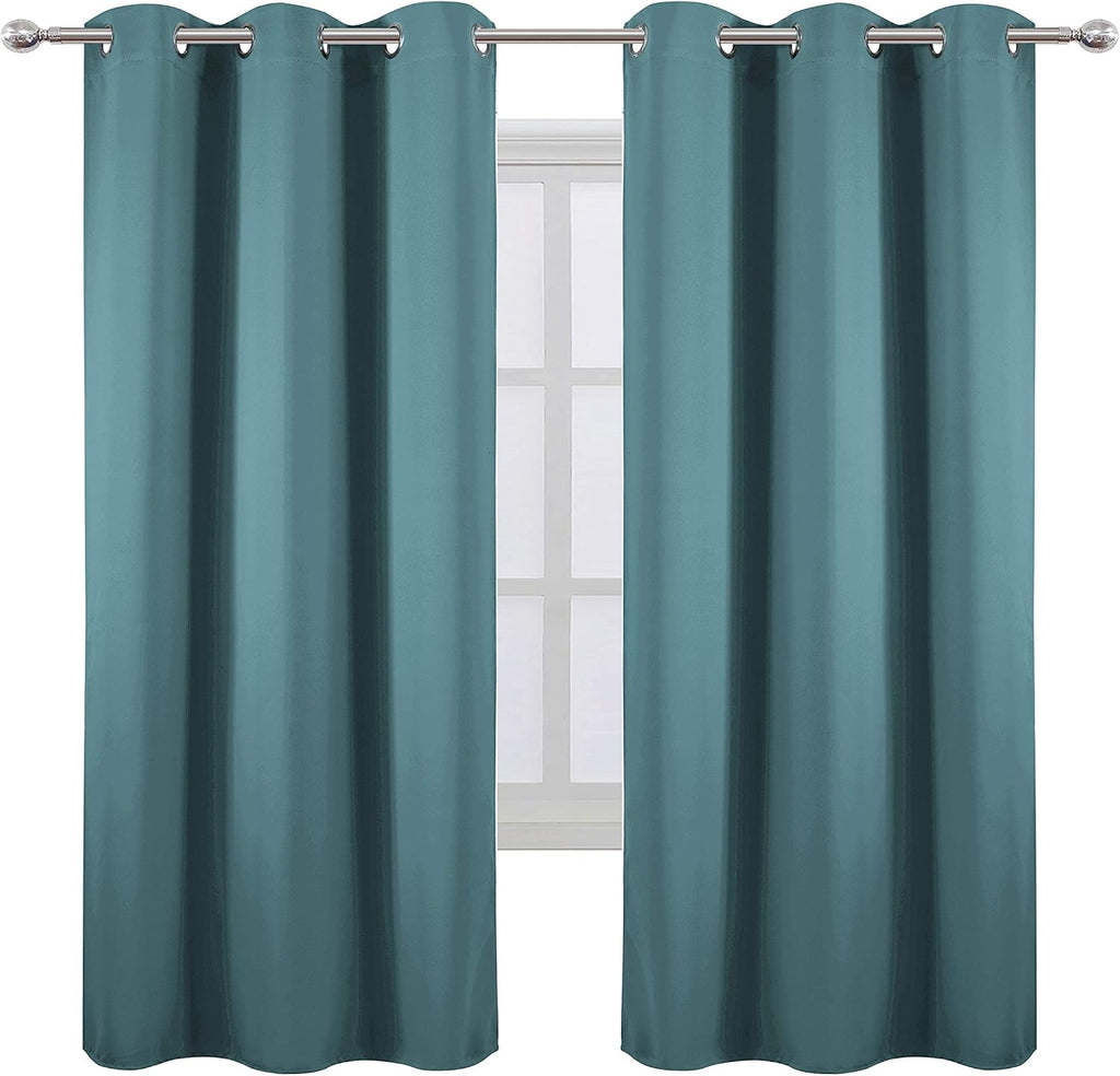 Lemomo Sea Teal Thermal Blackout Curtains/42 x 72 Inch/Set of 2 Panels Room Darkening Curtains for Bedroom 72 Inch silver