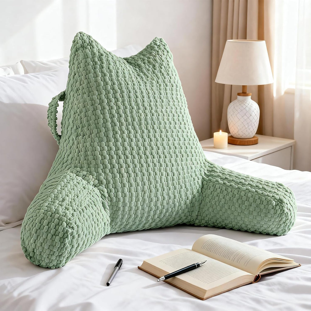 Yagamo Reading Pillow for Bed Sitting Up, Backrest Pillow with Shredded Memory Foam Filling, Back Support Cushion, Bed Rest Pillow w…