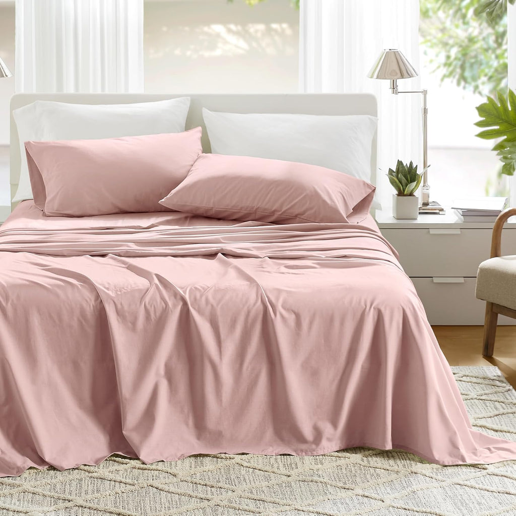 ComfortSpaces Comfort Spaces 100% Cotton Sheets Full, Breathable & Ultra Soft Cotton Sheets, Naturally Cool Cotton Bed Sheets with 14" Elas…
