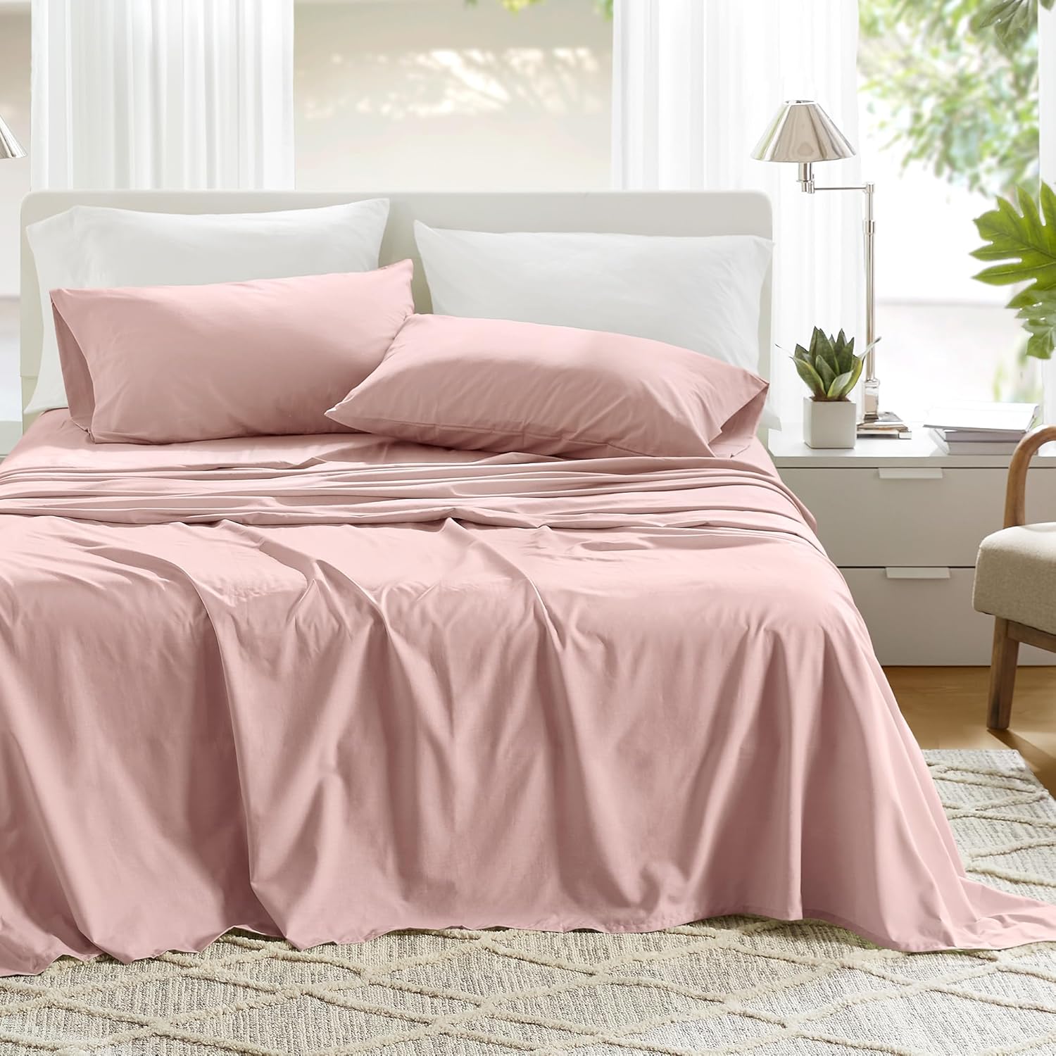ComfortSpaces Comfort Spaces 100% Cotton Sheets Full, Breathable & Ultra Soft Cotton Sheets, Naturally Cool Cotton Bed Sheets with 14" Elas…