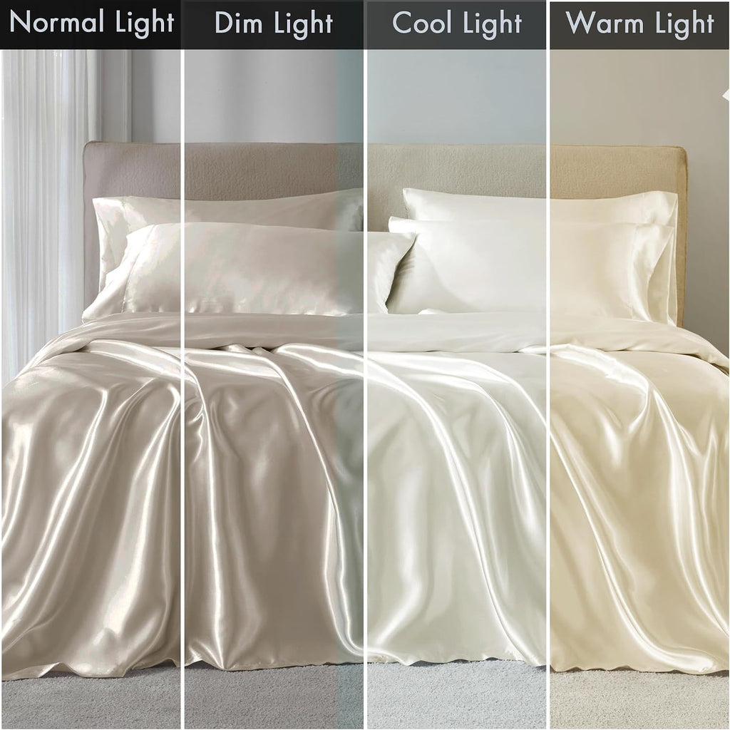 Madisonpark Madison Park Satin Sheets Split King Size, Luxurious Silky Bed Sheets, Elastic 14" Pocket fits up to 16" Mattress, Wrinkle-Free…
