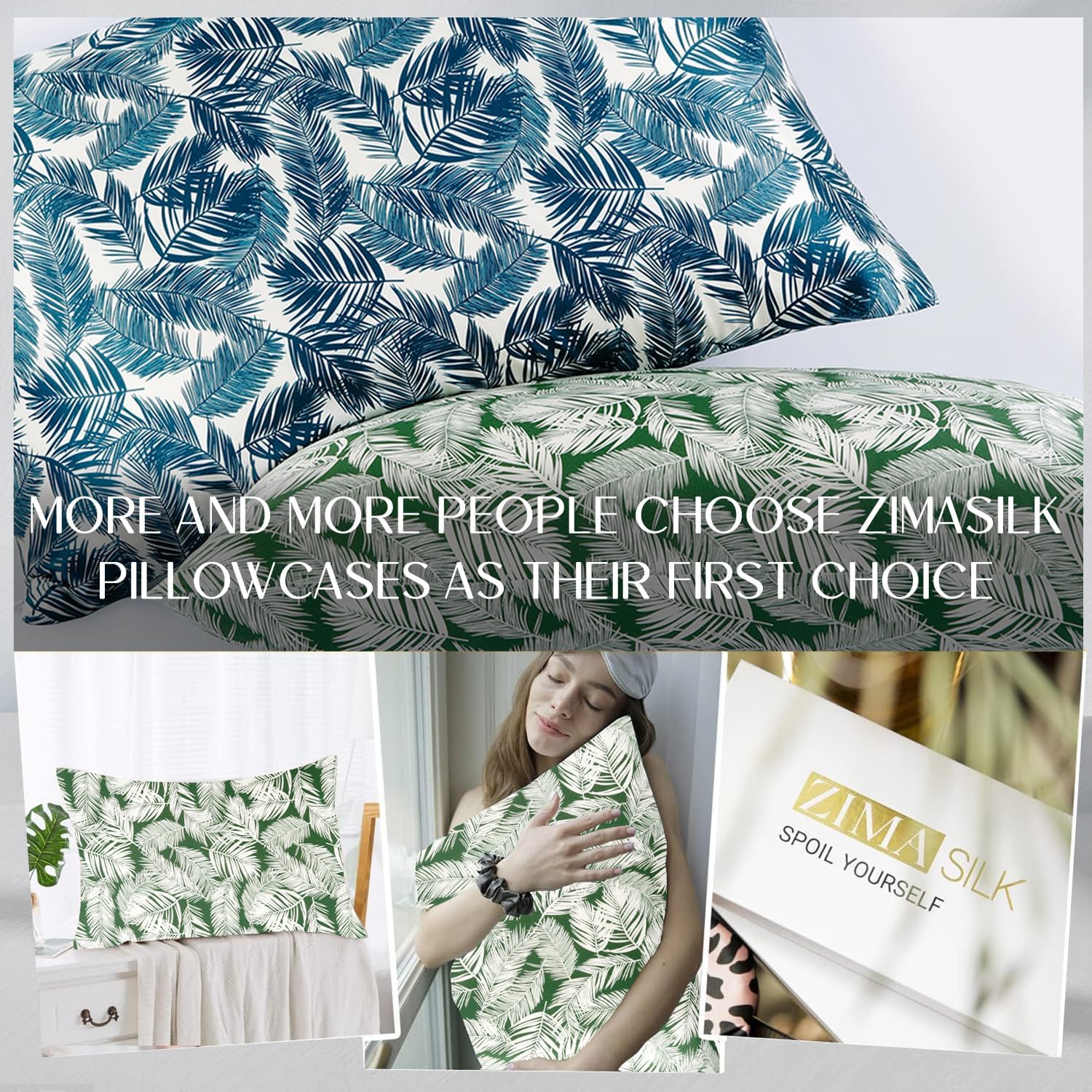 Zimasilk 100% Pure Mulberry Silk Pillowcase for Hair and Skin everyday comfort, Both Sides 19 Momme Silk Floral Print,1pc (King…