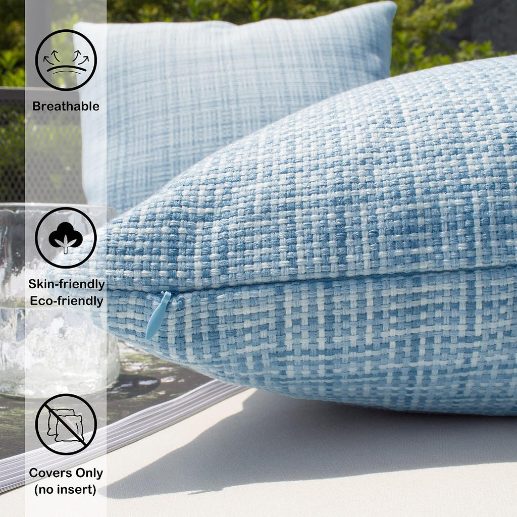Kevin Textile Pack of 2 Decorative Outdoor Waterproof Pillow Covers Garden Cushion Sham Throw Pillowcase Shell for Patio Tent Couch 24x24…