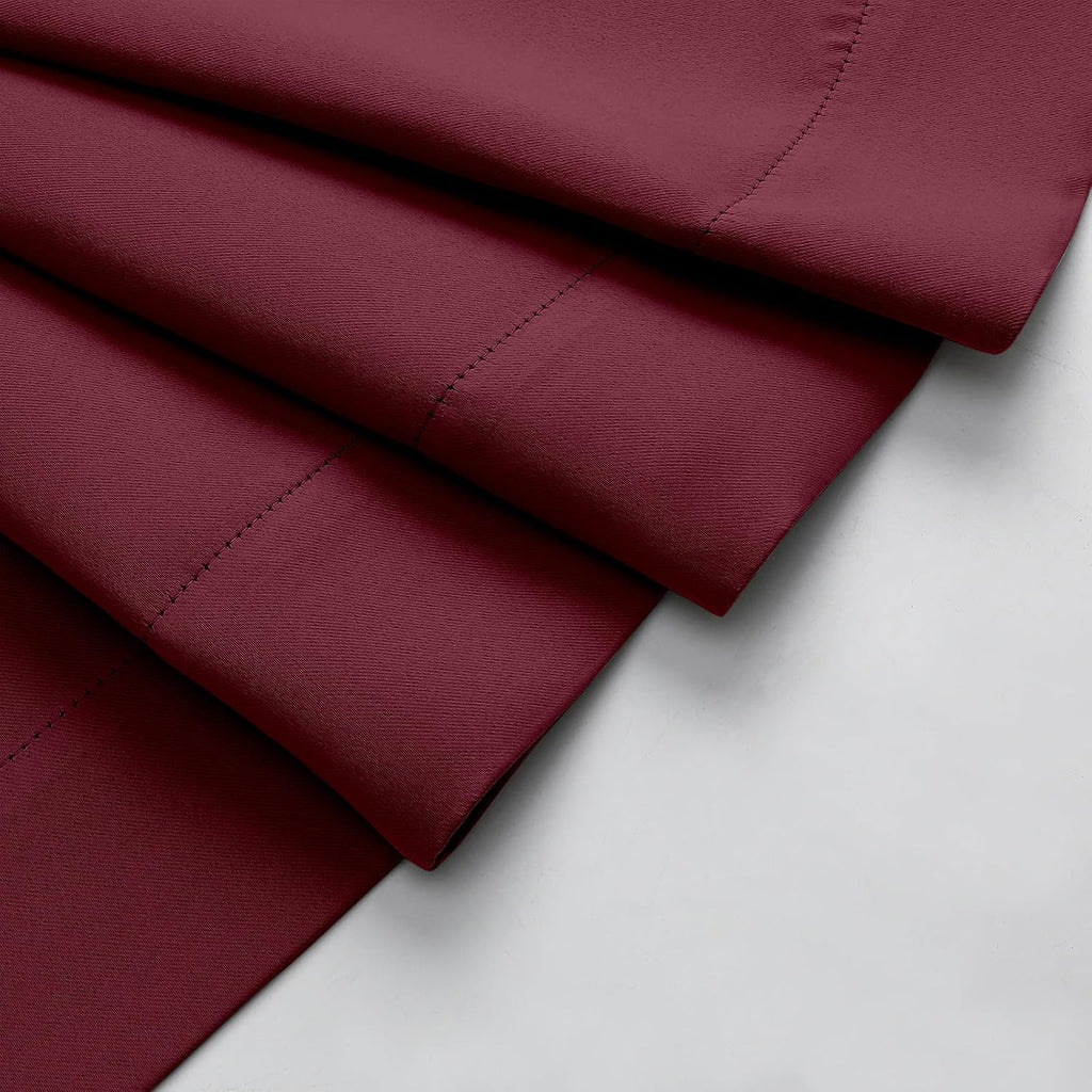WelvetBLK Burgundy Room Darkening Curtains for Bedroom Living Room 45 Inch Length 2 Panels Set, Soft Solid Thermal Insulated Rod Pocket Sho…