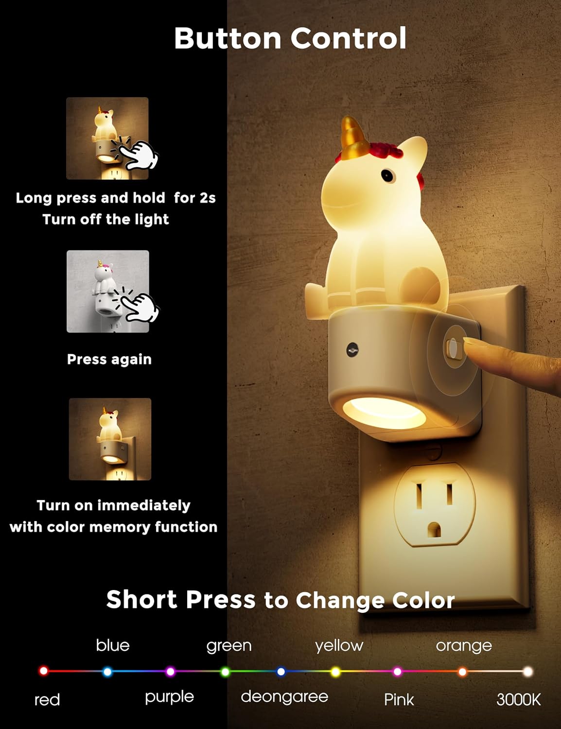 L LOHAS LED Plug-in Night Light for Kids, Cute Color Changing LED Night Light with Dusk to Dawn Sensor, Christmas, Birthday Gift…