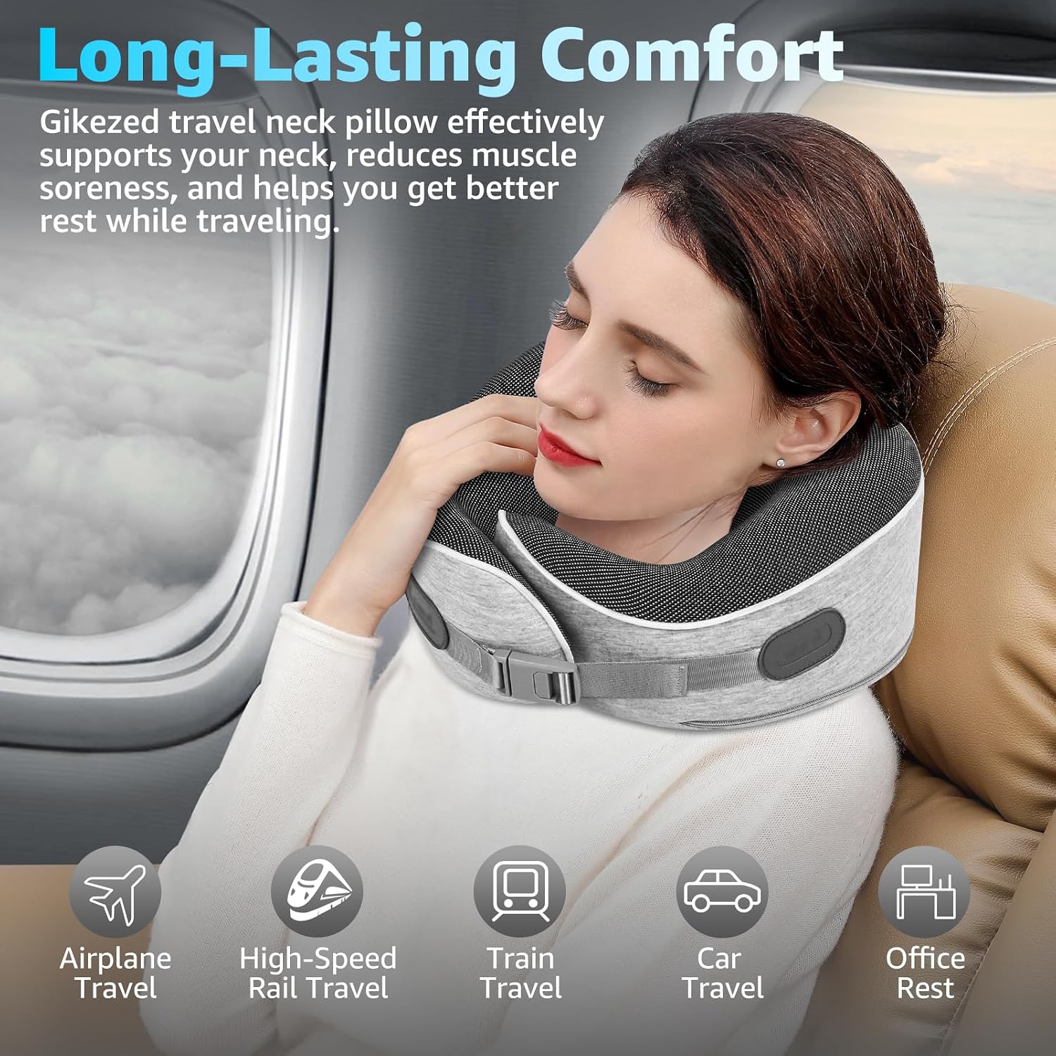 Travel Pillows for Airplanes Ergonomic Memory Foam Neck Pillow for Travel - 360° Head & Neck Support for Sleeping on Flights, Cars…