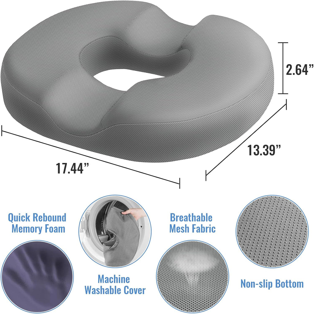 CloudBliss Donut Pillow Seat Cushion Chair Pad for Tailbone and Hemorrhoids, Memory Foam Seat Chair Cushion for Men and Women for Home & Of…