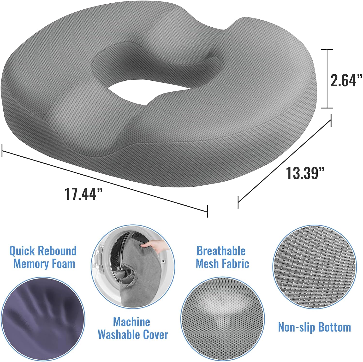 CloudBliss Donut Pillow Seat Cushion Chair Pad for Tailbone and Hemorrhoids, Memory Foam Seat Chair Cushion for Men and Women for Home & Of…