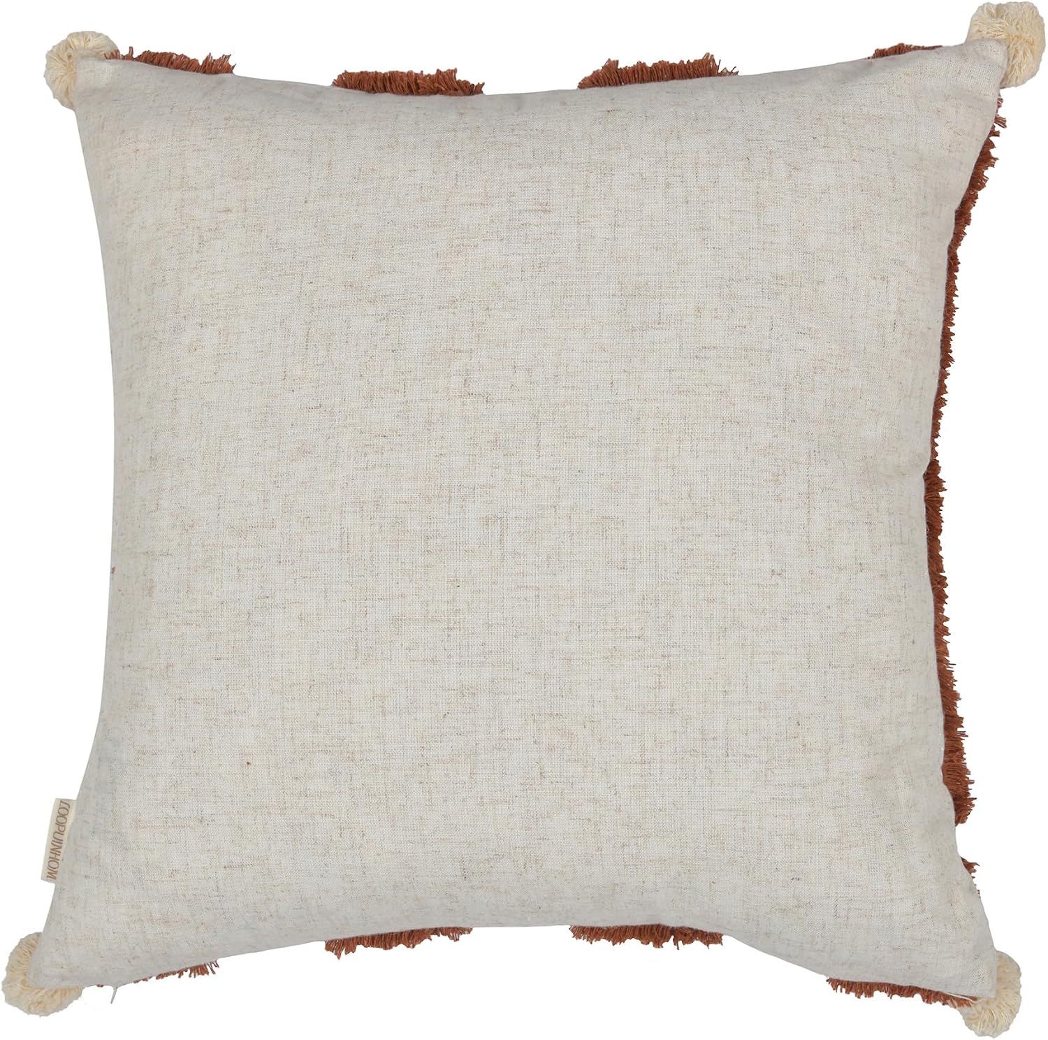 Loopuinhom Boho Pillow Covers 18X18 Inch Boho Tufted Linen Throw Pillow Covers Decorative Pompoms Cushion Cover Farmhouse Pillow Case for C…