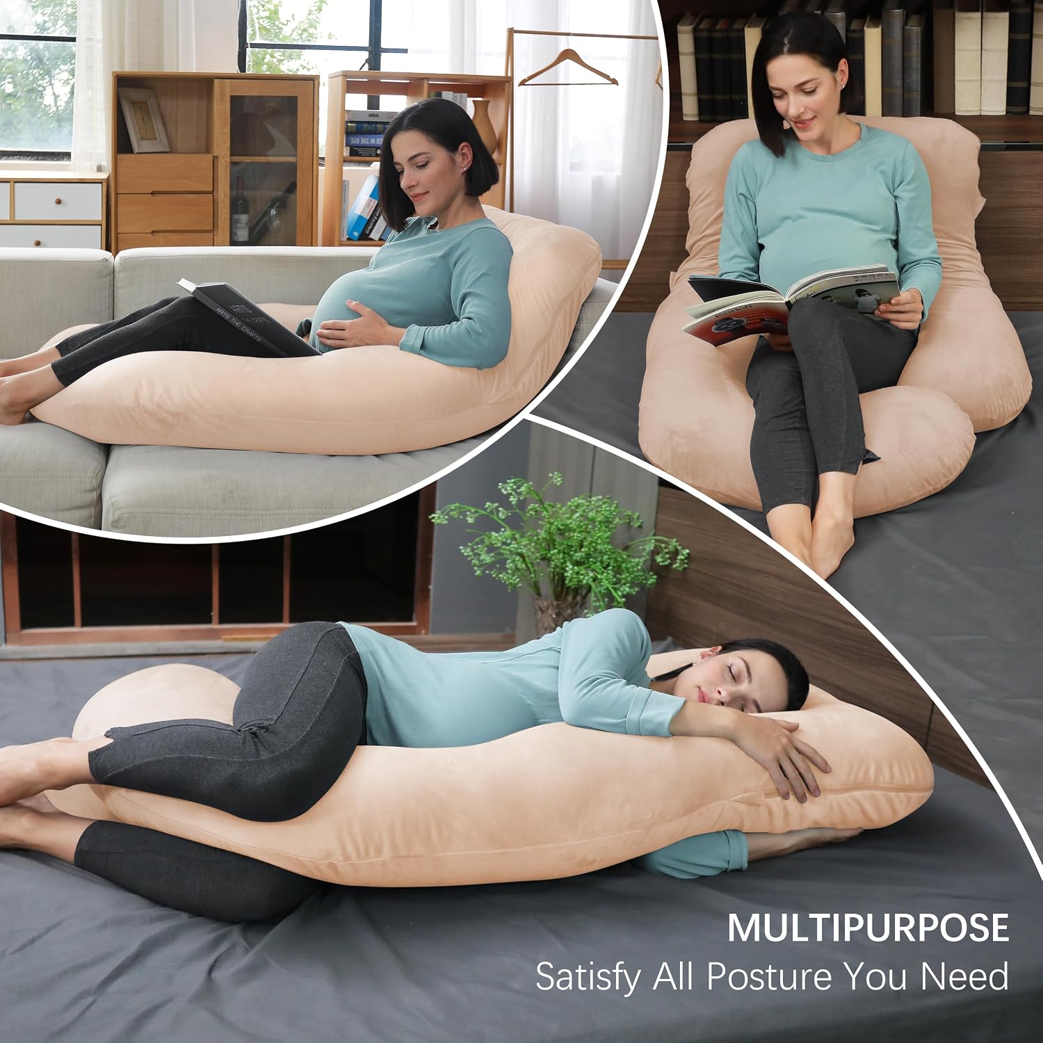 Moonpark MOON PARK Pregnancy Pillows for Sleeping - U Shaped Full Body Maternity Pillow with Removable Cover - Support for Back, Legs, Bell…
