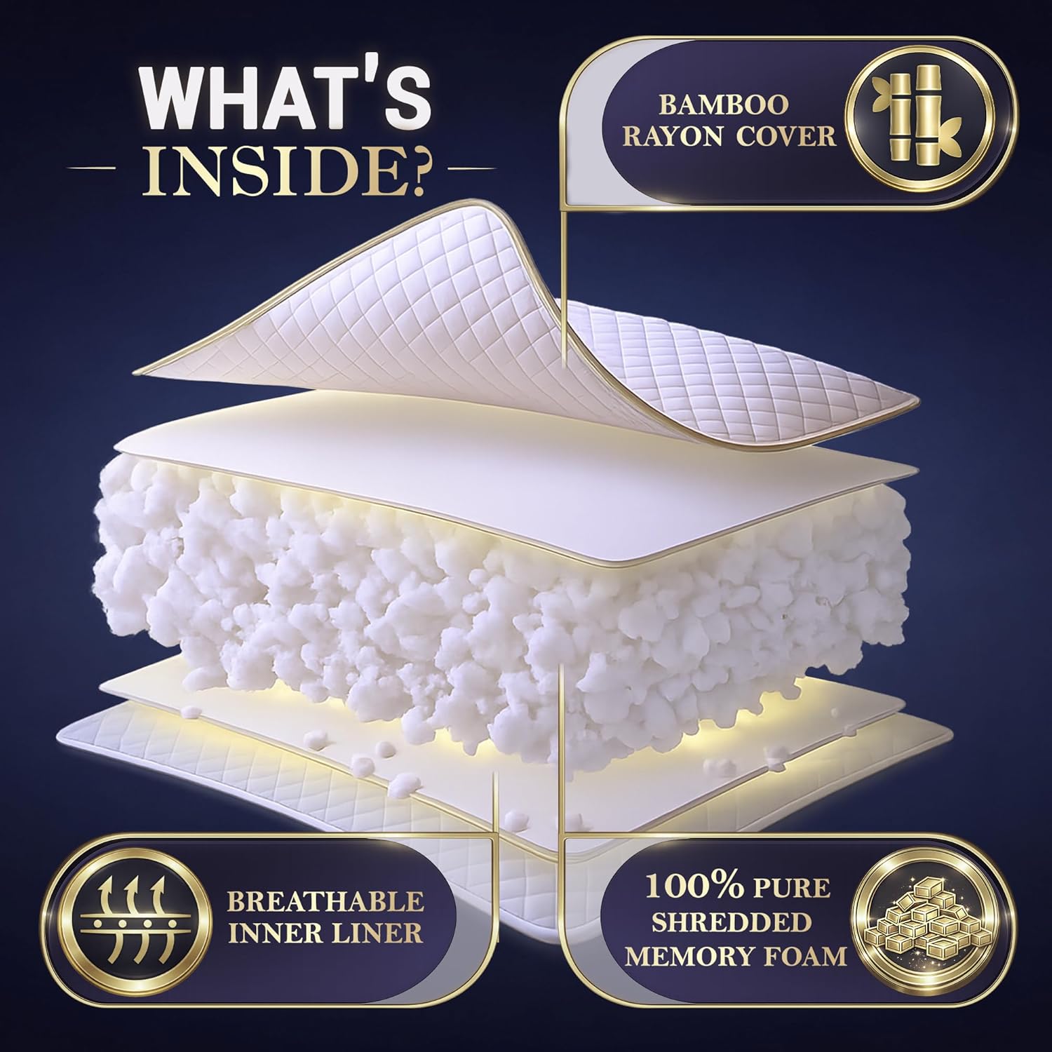 Royaltherapy Royal relaxation King Shredded Memory Foam Bed Pillow – Adjustable Memory Foam Pillow for Sleeping, Firm Pillow for Neck &…