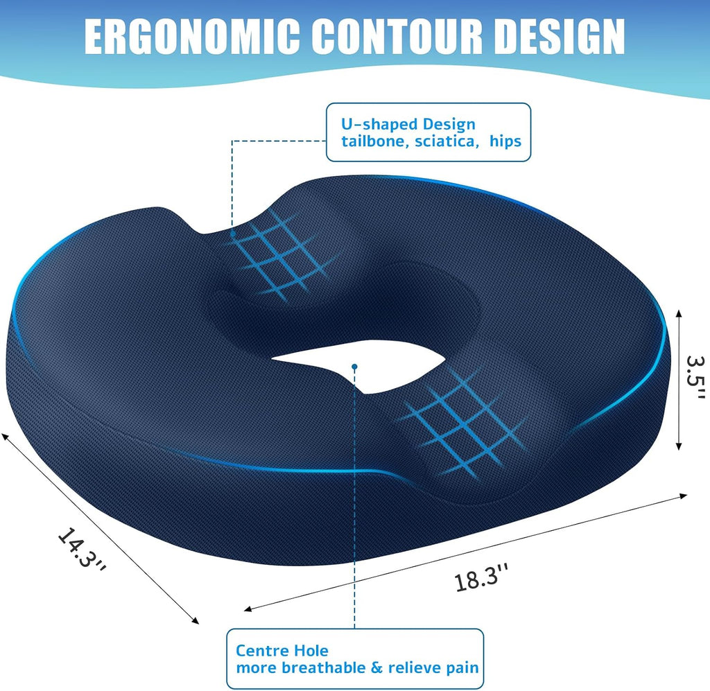 BlissTrends Donut Pillow Seat Cushion, Donut Chair Cushions for Postpartum Pregnancy & Hemorrhoids, Tailbone Cushion, Memory Foam Lifting C…