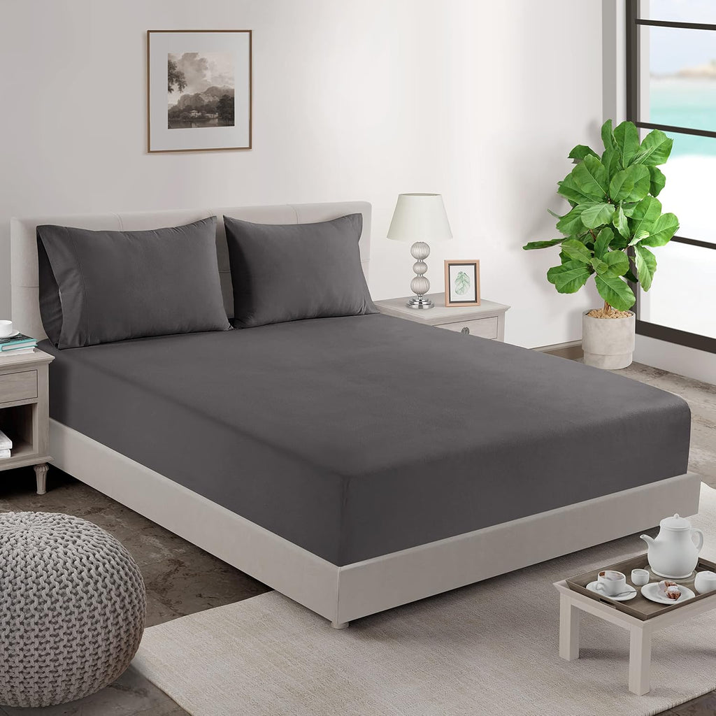 LaneLinen LANE LINEN Pillows Queen Size Set of 2 Soft 100% Egyptian Cotton Cool & Smooth Pillow Cases - Charcoal Cotton