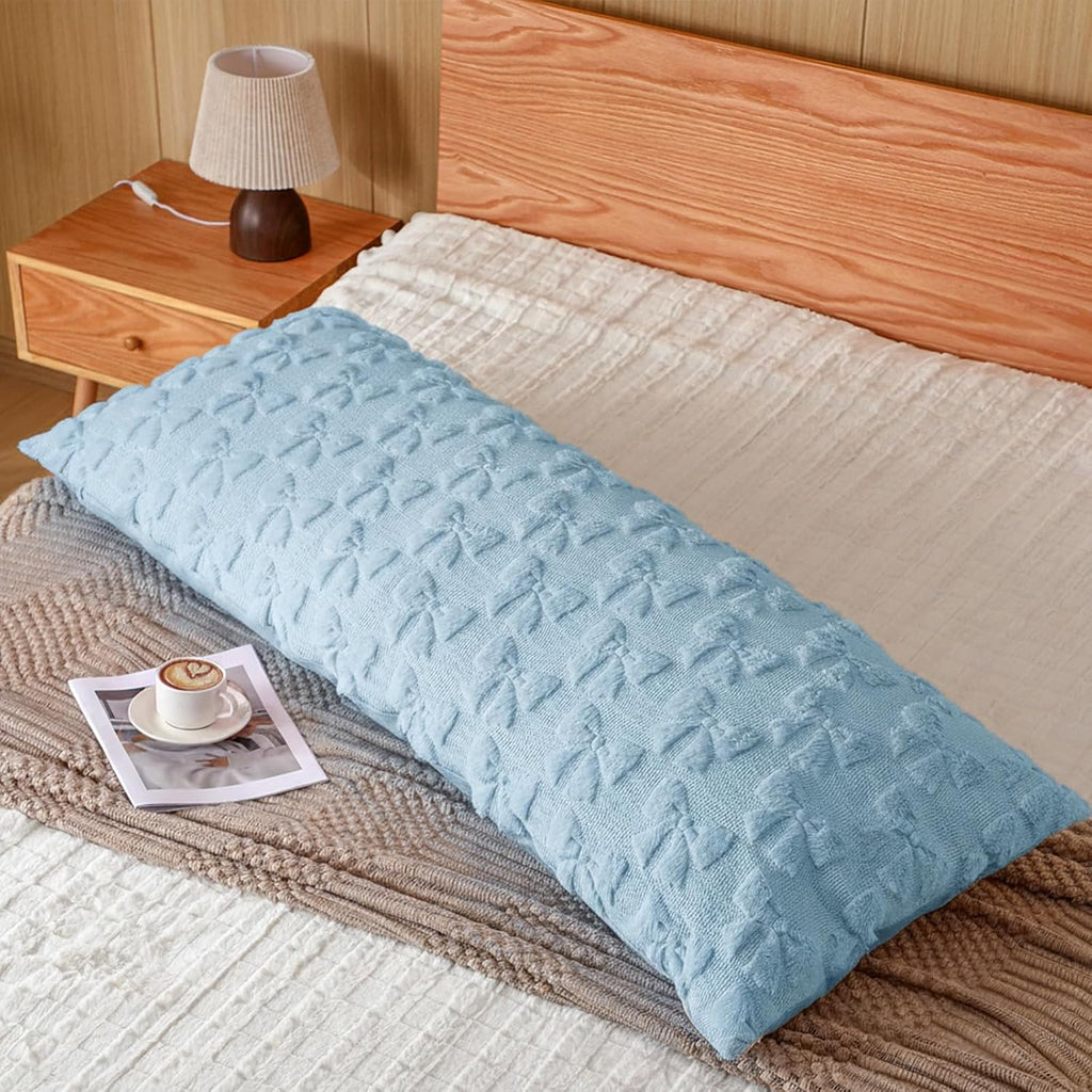 SmoothNovelty Blue Bow Body Pillow Cover 20 x 54 Inches Coquette Long Body Pillowcase with Zipper Closure Coquette Room Decor Cute Faux…