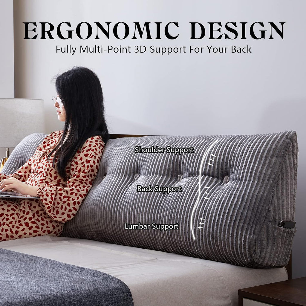 Large Headboard Pillow Headboard Wedge Pillow Bed Rest Reading Pillow Bolster Triangular Pillow for Sitting in Bed-Backrest Positioning…