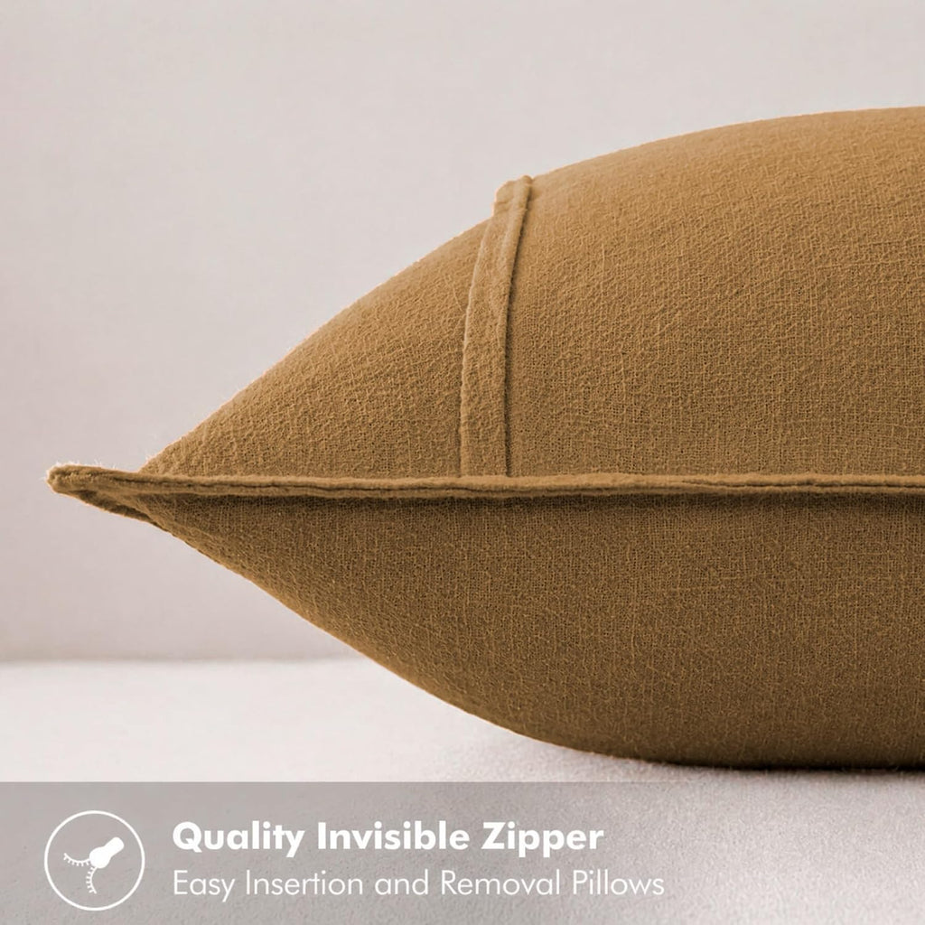 Symplora Cotton Linen Throw Pillow Covers Set of 2, Breathable Non Pilling Decorative Pillow Covers, Machine Washable Cushion Case for…