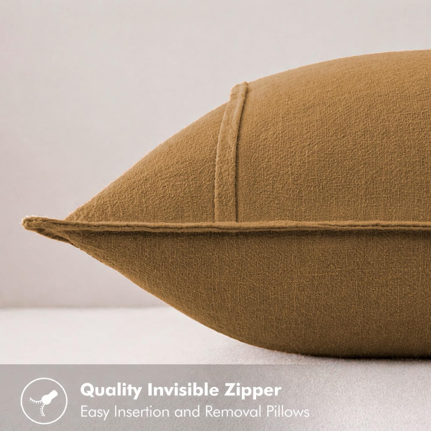 Symplora Cotton Linen Throw Pillow Covers Set of 2, Breathable Non Pilling Decorative Pillow Covers, Machine Washable Cushion Case for…