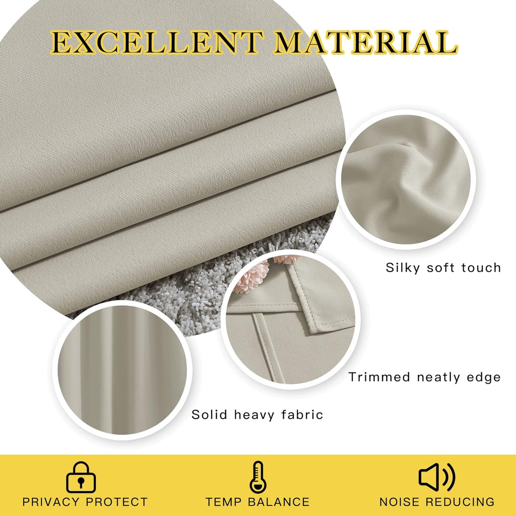 Nicetown Blackout Natural Curtains for Bedroom - Window Treatment Thermal Insulated Grommet Solid Drapes Energy Saving Sound Reducing for B…