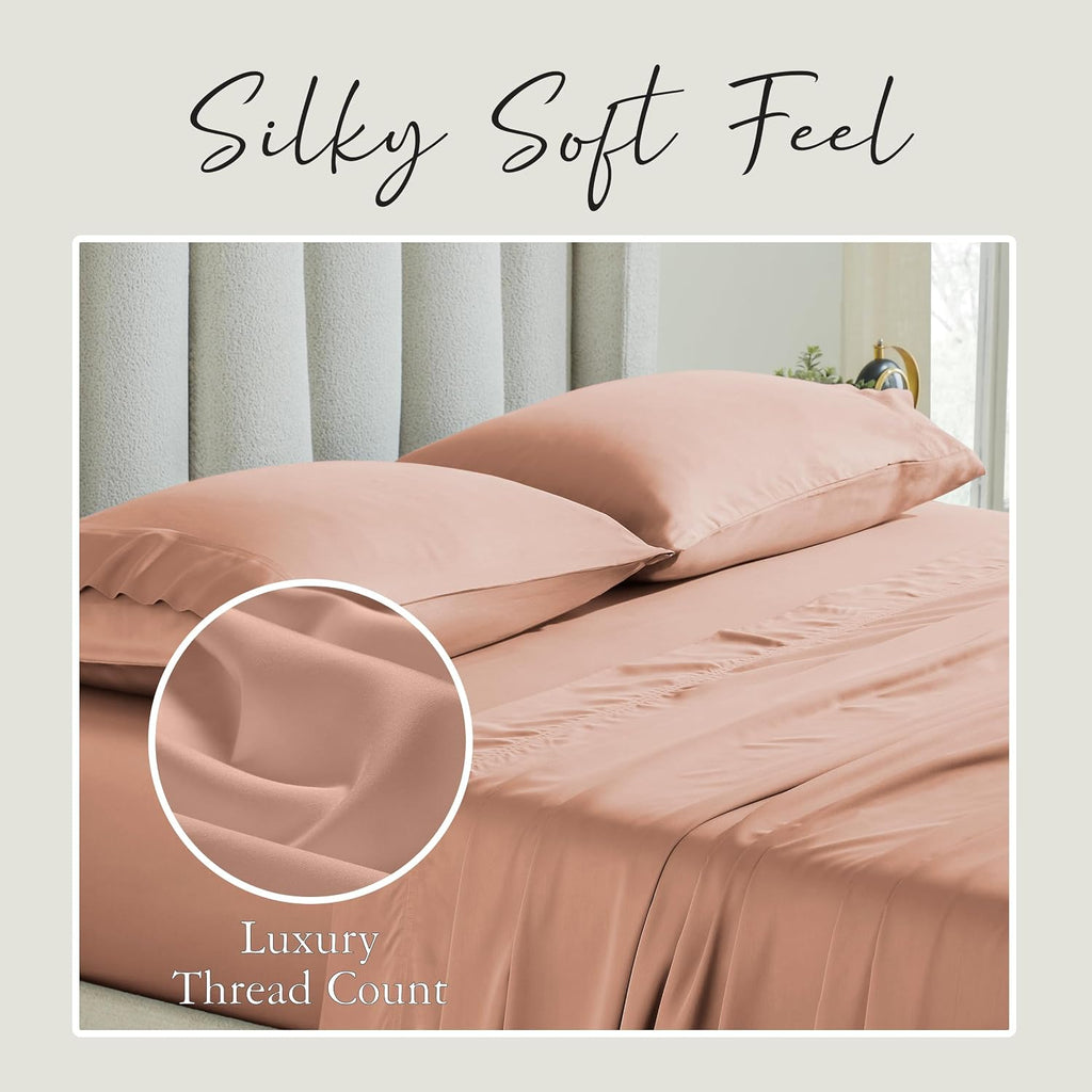 KARISSA MAE 6 Piece Pure Viscose from Bamboo Queen Size Sheet Set | 100% FSC Certified | Luxuriously Soft | Cooling | 18" Deep Pocket…