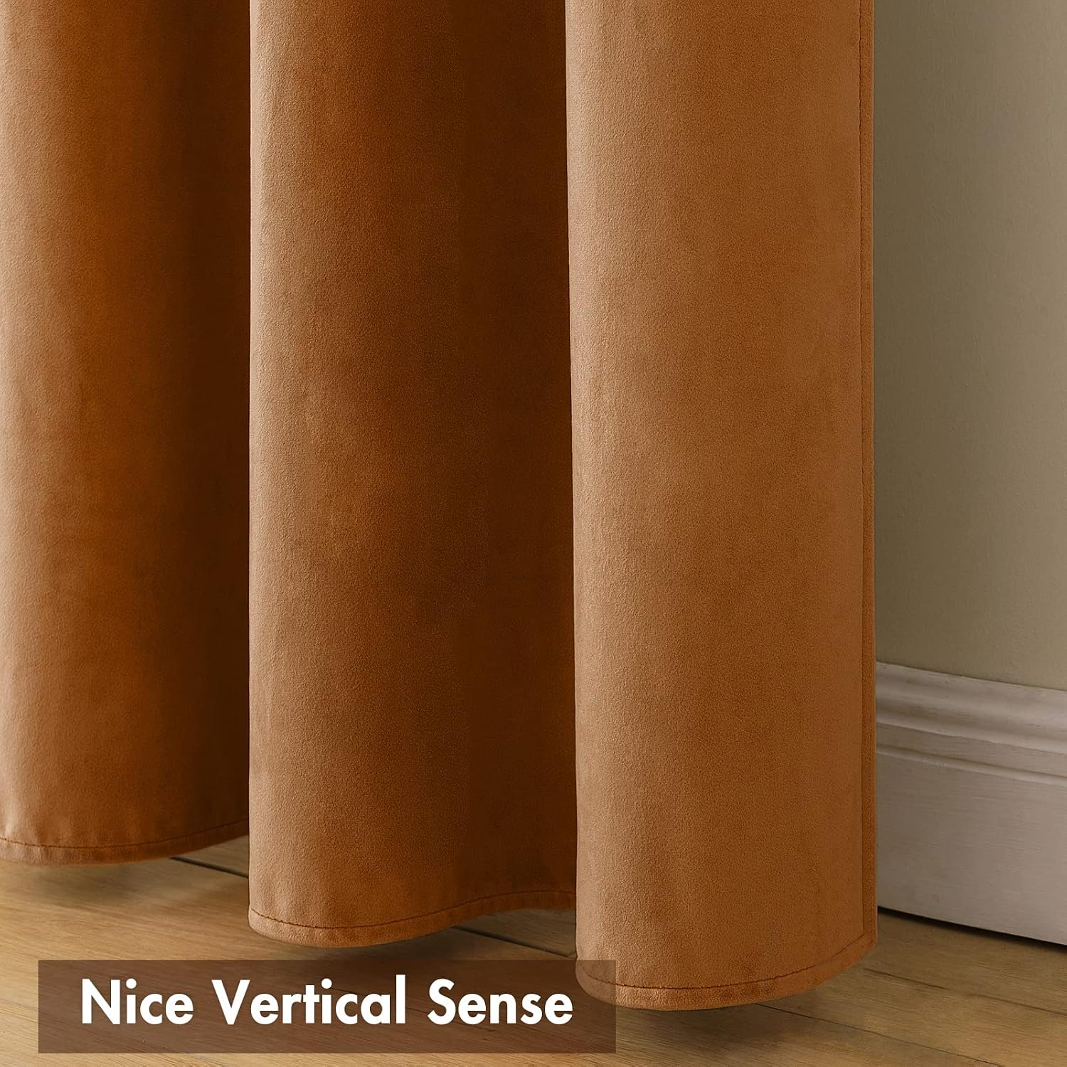 MIULEE Gold Brown Velvet Curtains Thermal Insulated Blackout Curtain Fall Drapes for Bedroom Living Room Darkening 84 Inches Long…