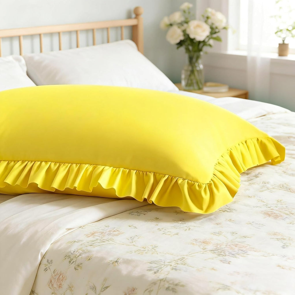 Aerlomi Ruffled Pillowcases, Standard Pillow Shams 20x26 Set of 2, Brushed Microfiber with Envelope Closure, Soft Wrinkle-Resistant,…