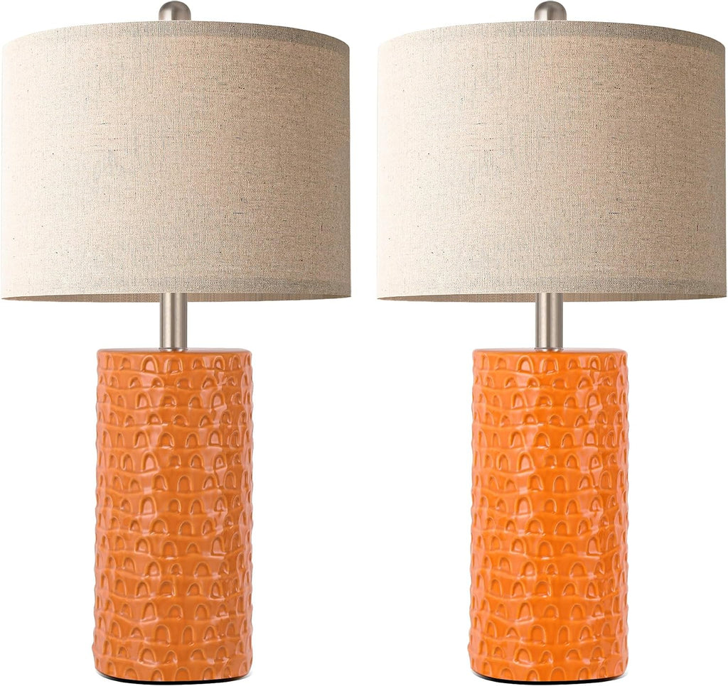PARTPHONER 23" Modern Ceramic Table Lamp Set of 2, Table Lamps for Living Room, Rustic Farmhouse Bedside Lamps Nightstand lamp for…