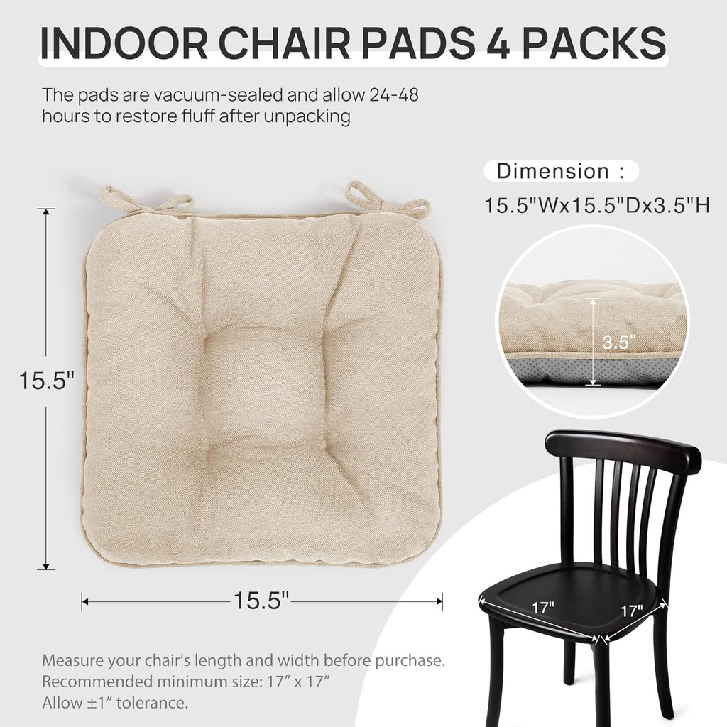 Lovescabin Love's cabin Memory Foam Chair Cushions Set of 4, Outdoor/Indoor Chair Pads for Dining Chairs 4 Pack, Seat Cushions for Kitchen,…