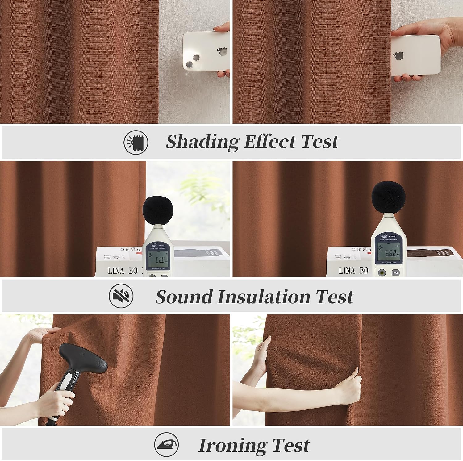 Keqiaosuocai Rust Colored Blackout Curtains 108 Inch Length 9 FT Inches Long for Living Room 2 Panels Sets Hook Belt Back Tab Drapes Rust R…