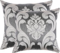 Napearl Throw Pillow Covers-Set of 2 with Silver Grey White Damask Jacquard Patterns Decorative Pillowcase for Couch, Sofa, Bed, Attractive…