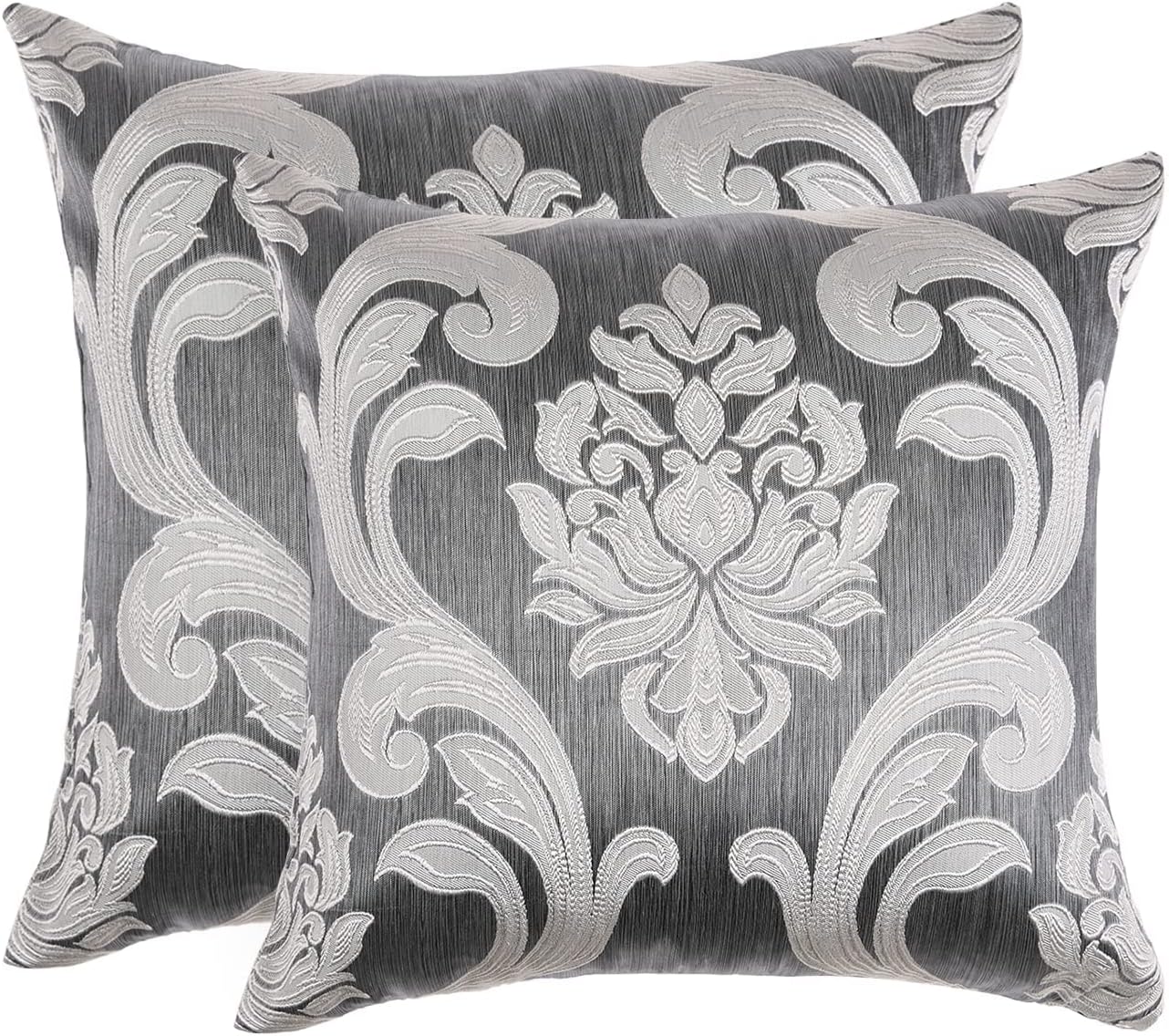 Napearl Throw Pillow Covers-Set of 2 with Silver Grey White Damask Jacquard Patterns Decorative Pillowcase for Couch, Sofa, Bed, Attractive…