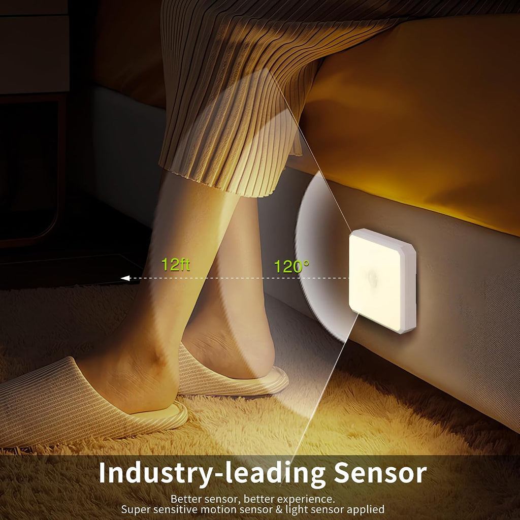 Motion Sensor Night Light Indoor - Cordless Battery Powered Under Cabinet Lighting, Stick-on Magnet LED Closet Lights, Safe Light for…