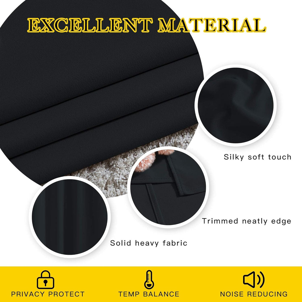 Nicetown Black Blackout Curtains 84 inch Length 2 Panels, Grommet Thermal Insulated Window Treatments Light & Sound Reducing Drapes for Liv…